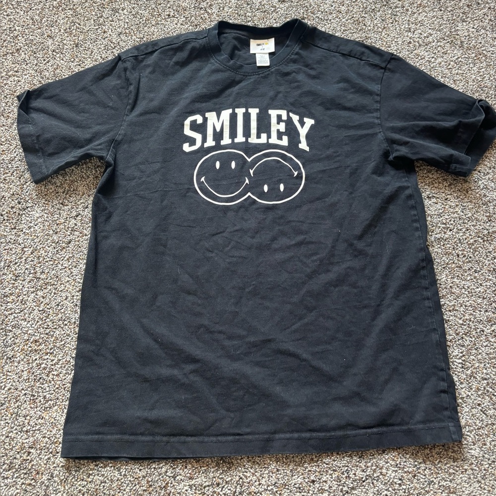 Black Smiley Graphic T-Shirt smiley x HM size small